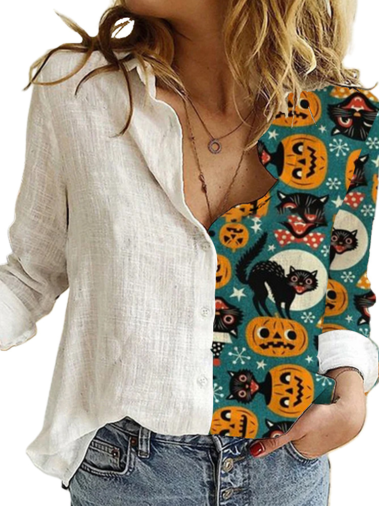 Printing long sleeve fashion halloween shirt for women