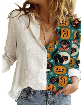 Printing long sleeve fashion halloween shirt for women