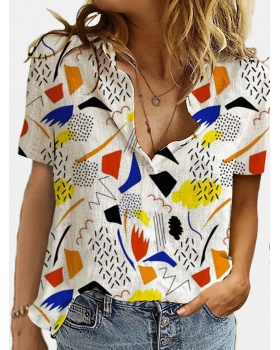 Short sleeve digital printing fashion shirt for women