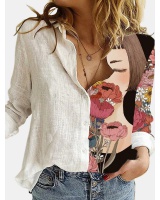 Fashion loose long sleeve printing shirt for women