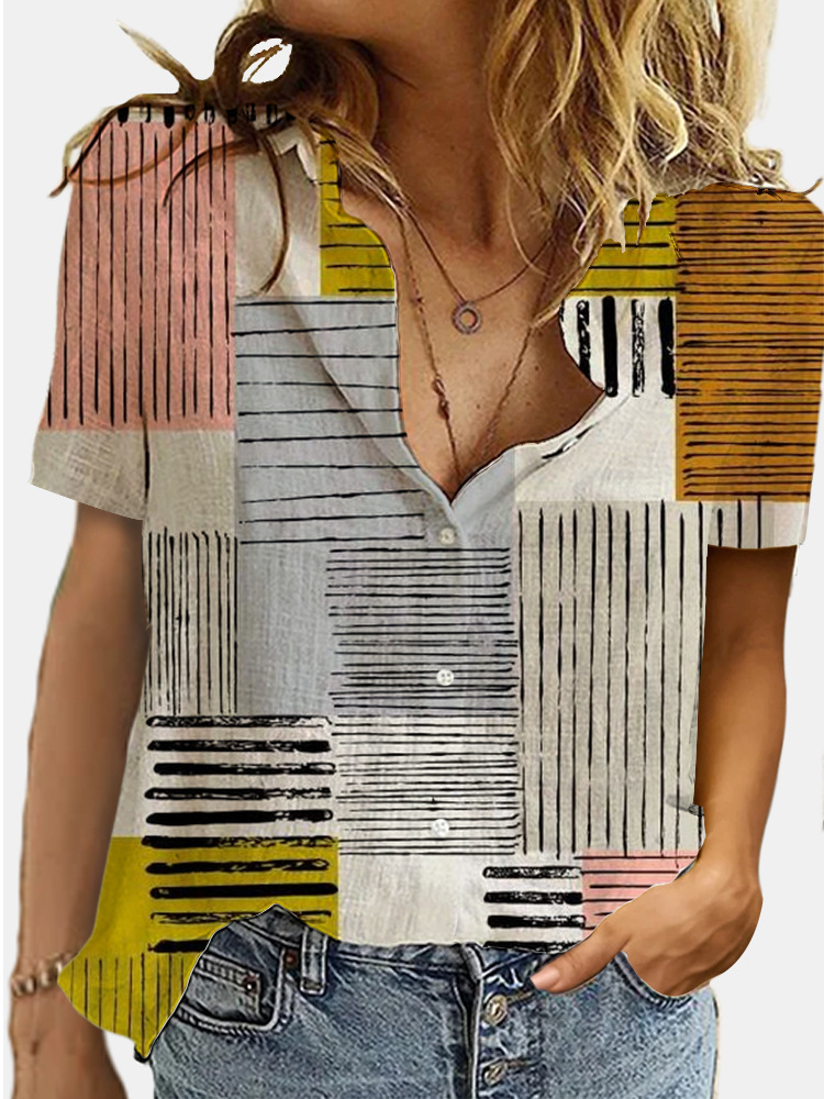 Digital short sleeve fashion printing shirt for women