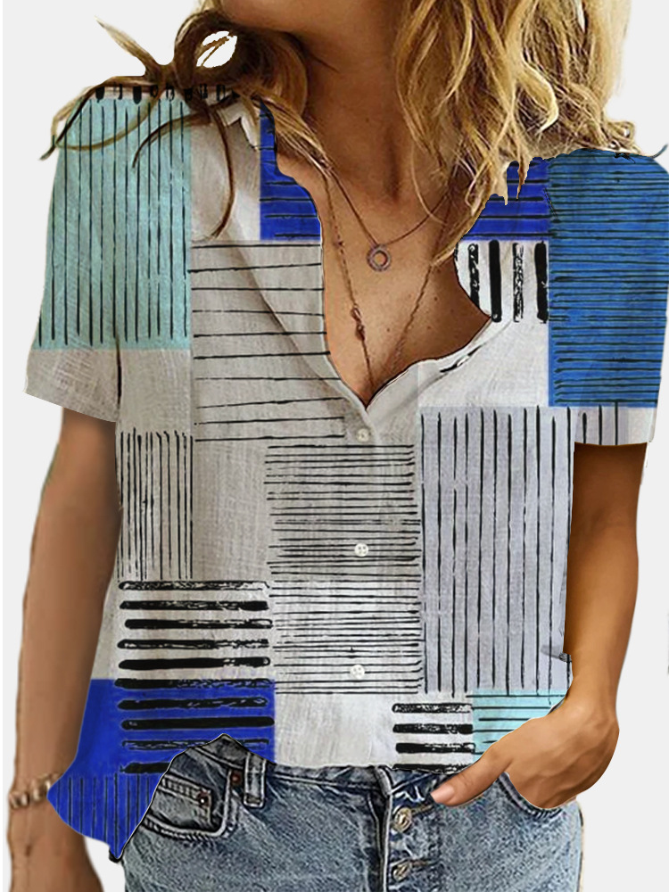 Digital short sleeve fashion printing shirt for women