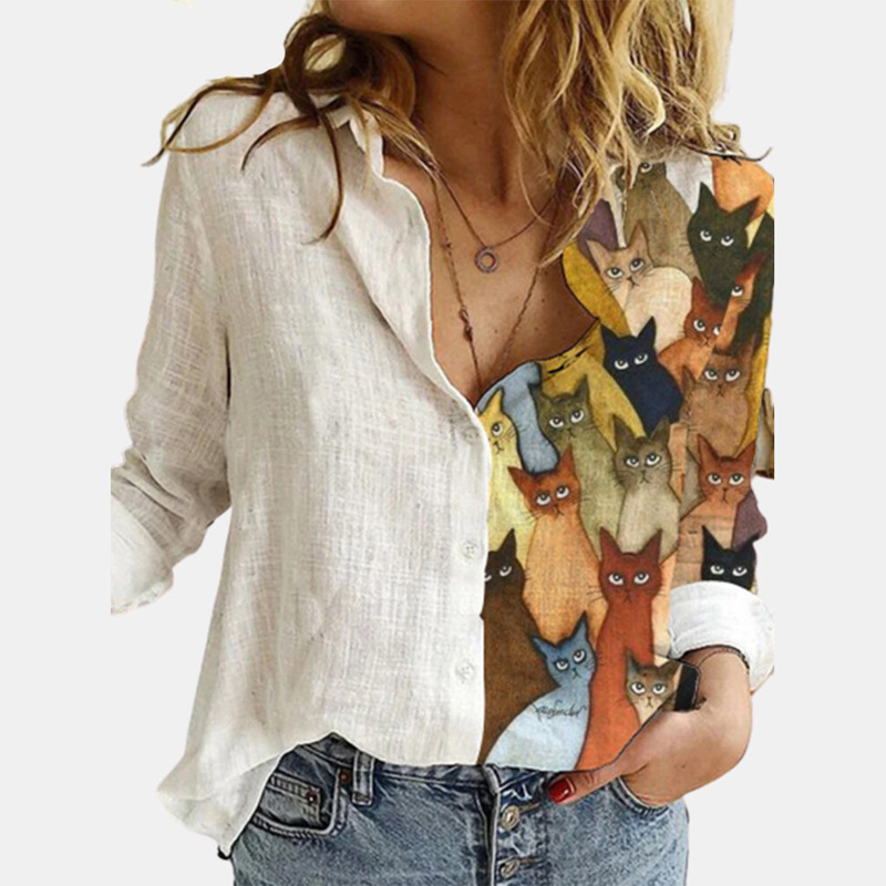 Animal long sleeve fashion printing shirt for women