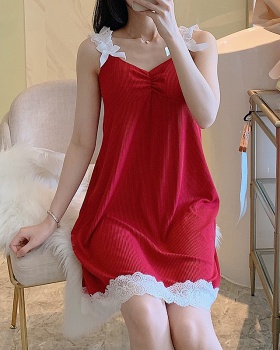 At home lovely sweet strap dress sexy Casual with chest pad pajamas