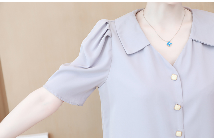 Summer short sleeve tops chiffon shirt for women