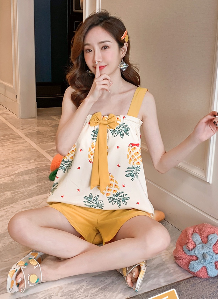 Milk silk thin summer student sling pajamas a set for women