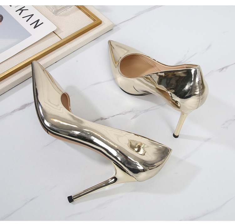 Model metal sexy shoes low nightclub high-heeled shoes