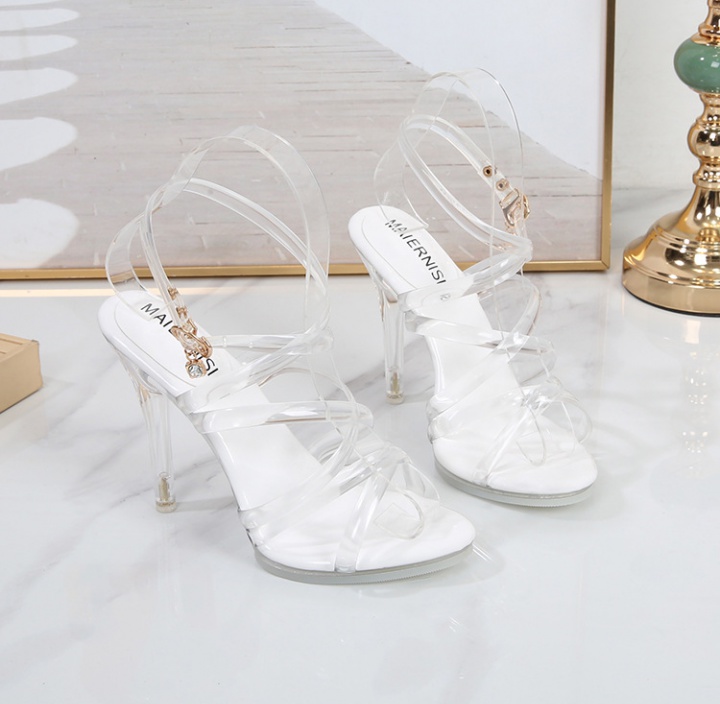 Korean style cross crystal high-heeled sandals for women