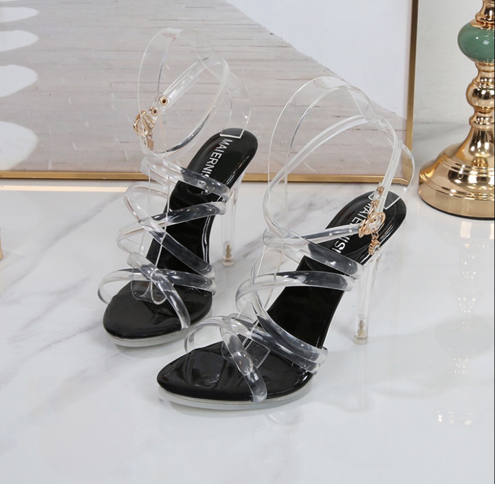 Korean style cross crystal high-heeled sandals for women