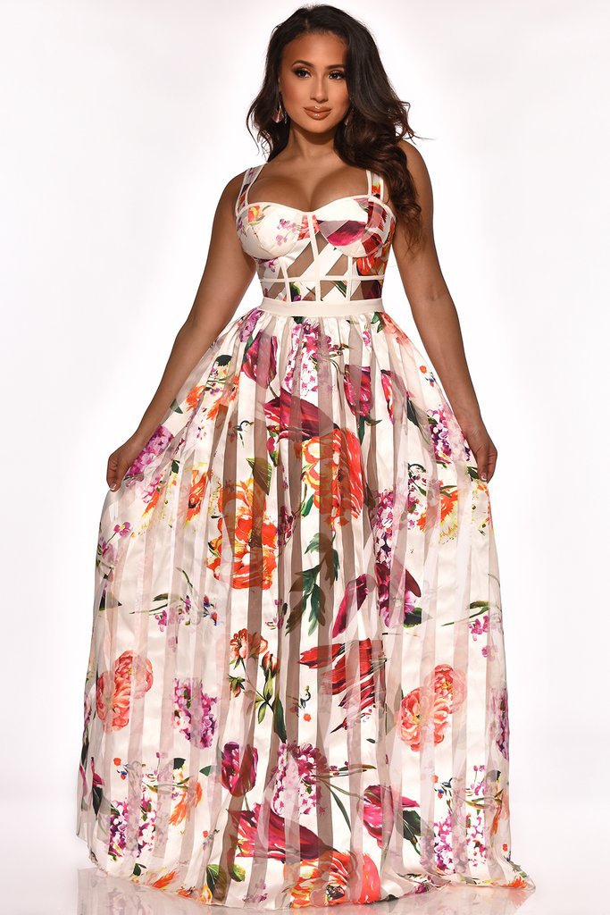 Big skirt printing summer long dress for women