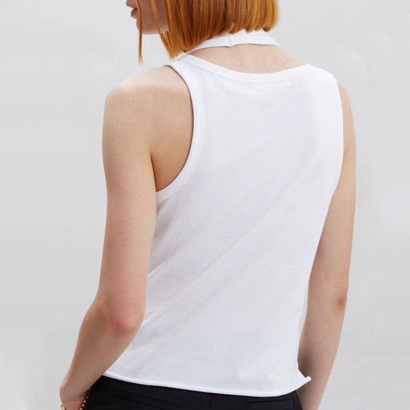 Pseudo-two irregular vest pure slim tops for women