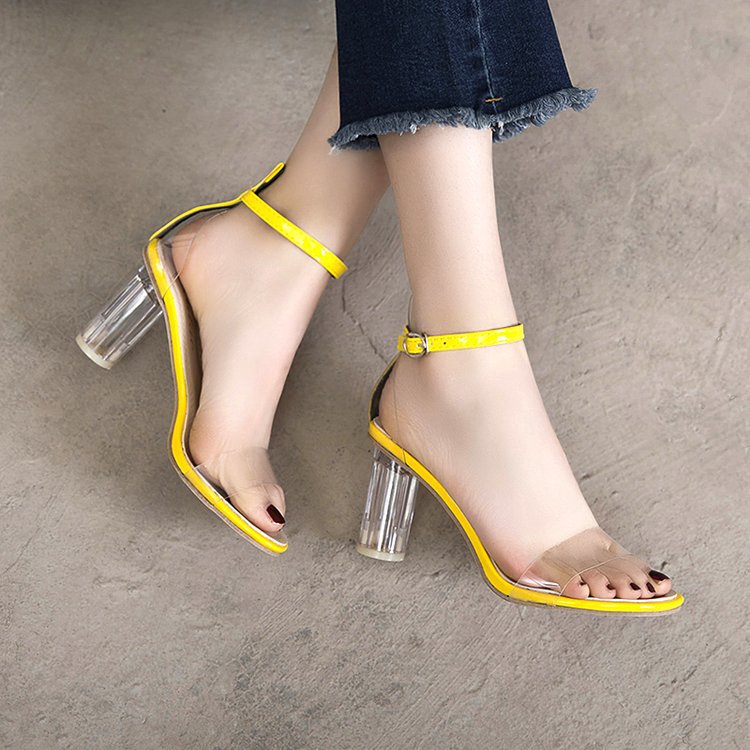 Fashion high-heeled Korean style round sandals for women