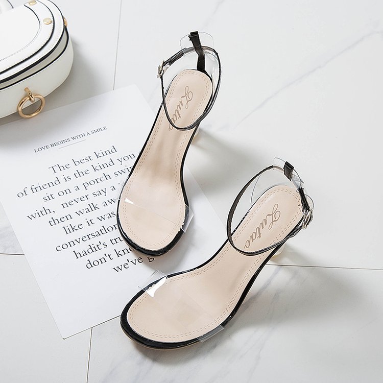 Fashion high-heeled Korean style round sandals for women