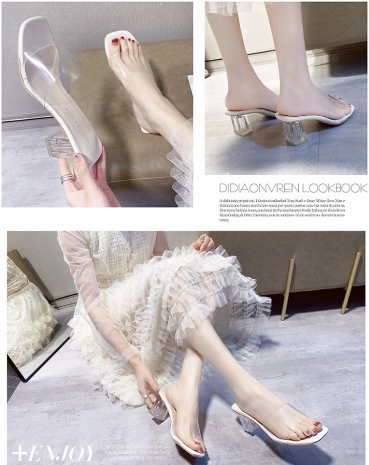 Korean style transparent slippers for women