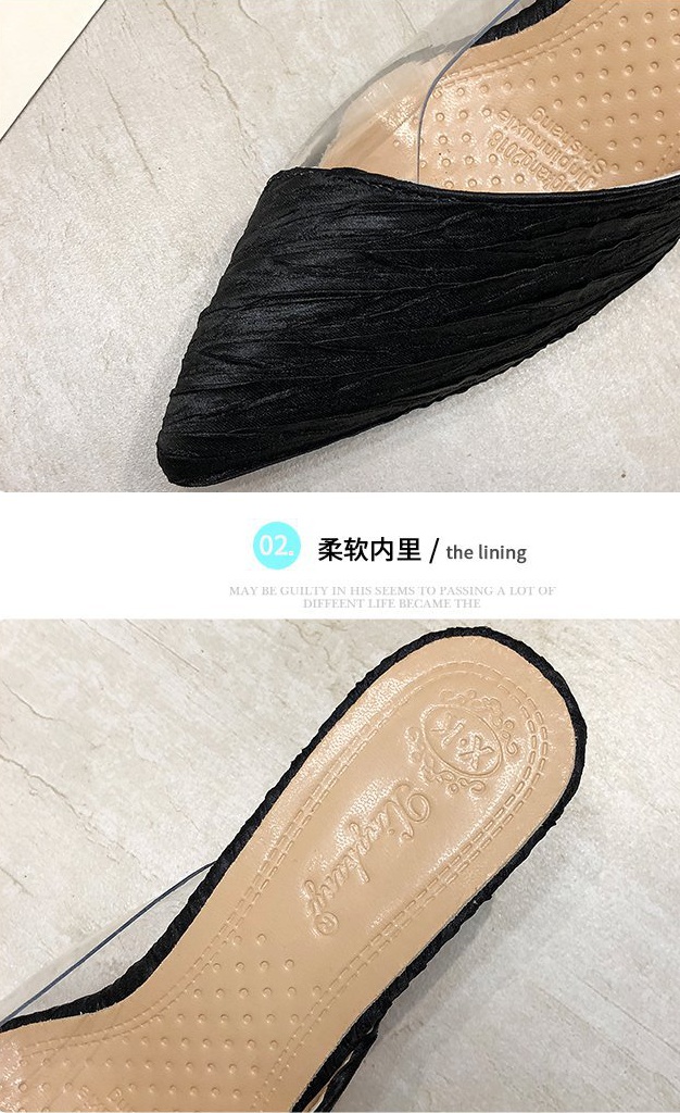 Fashion pointed middle-heel Korean style summer slippers