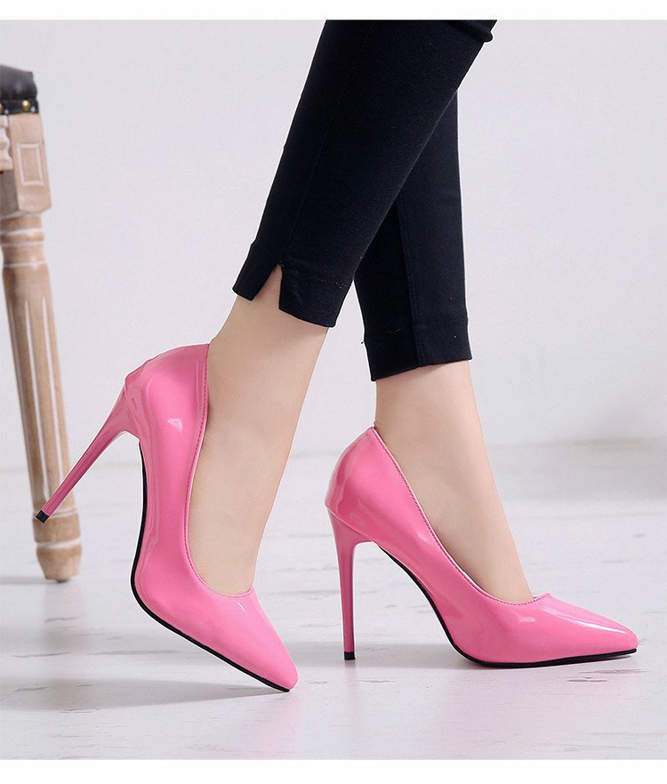 Patent leather high-heeled shoes spring shoes for women