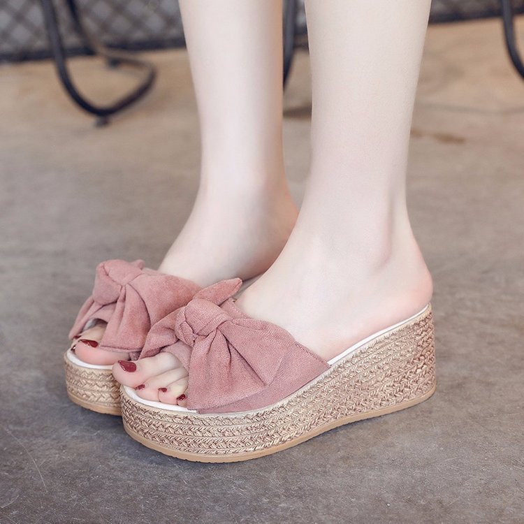 Trifle bow slipsole summer Korean style slippers for women