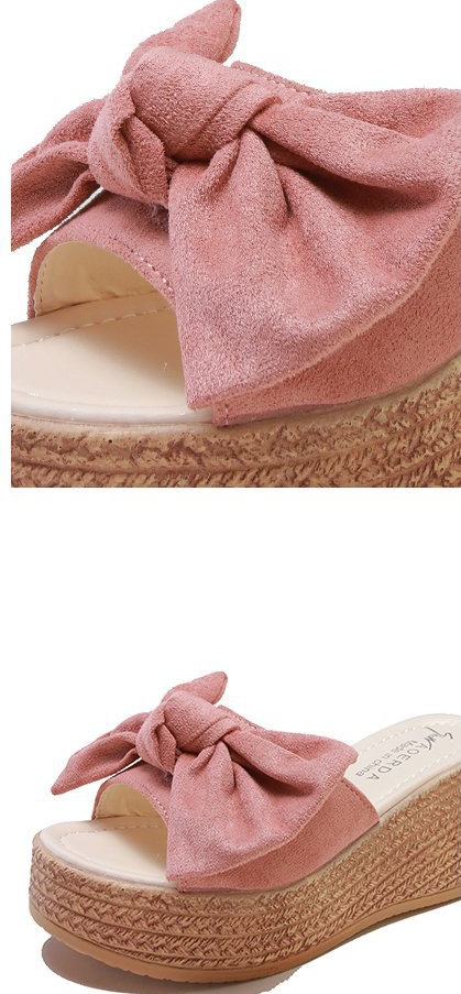 Trifle bow slipsole summer Korean style slippers for women