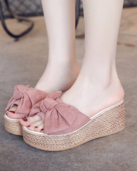 Trifle bow slipsole summer Korean style slippers for women