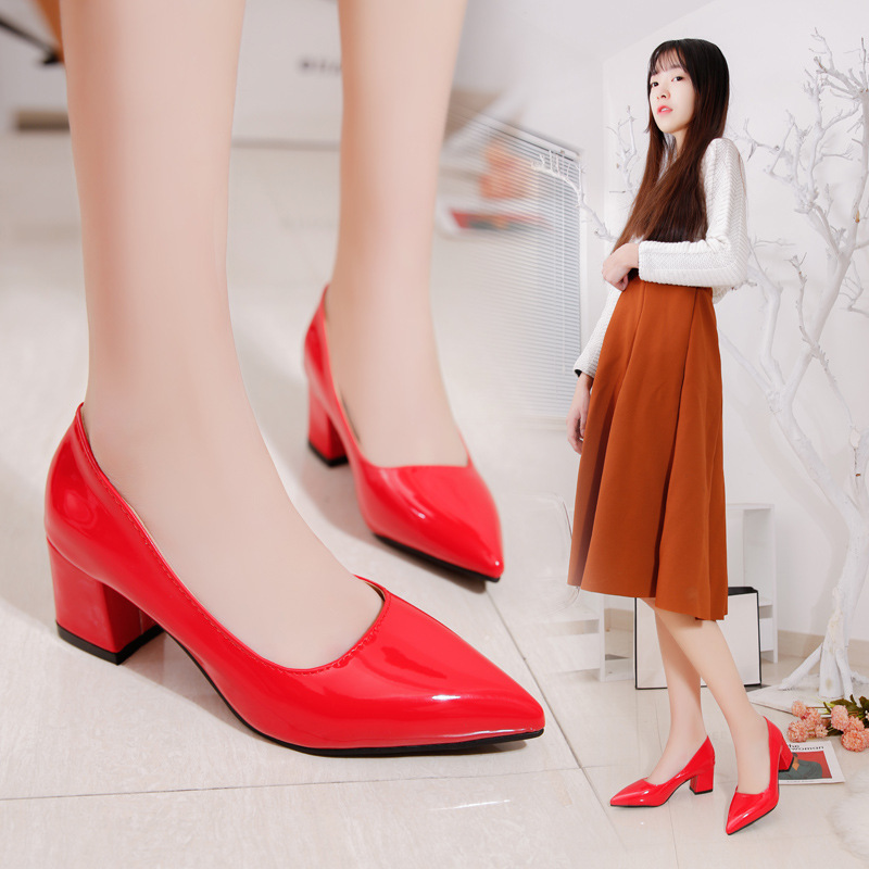Middle-heel shoes spring high-heeled shoes for women
