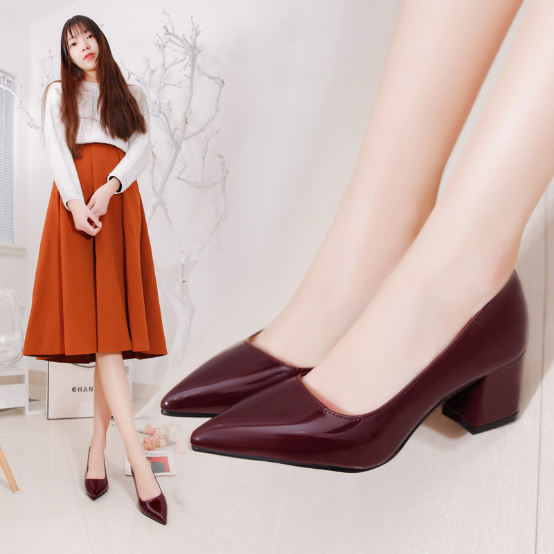 Middle-heel shoes spring high-heeled shoes for women
