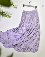 Elastic silky summer long skirt drape high waist skirt