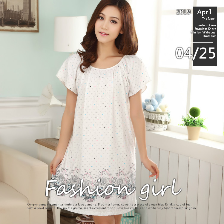 Printing conjoined dress at home middle-aged night dress
