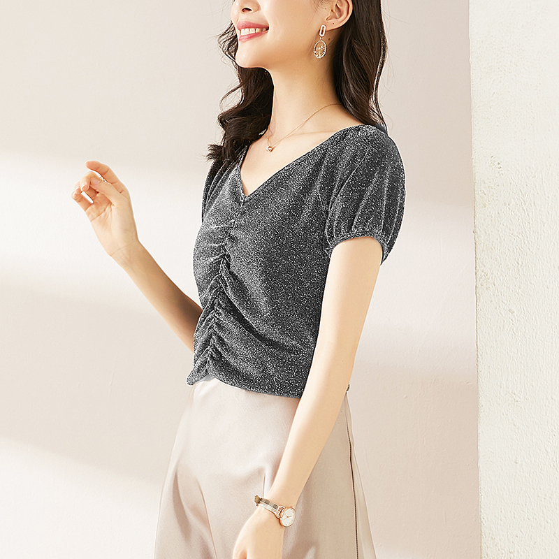 Summer short sleeve tops slim pure small shirt for women