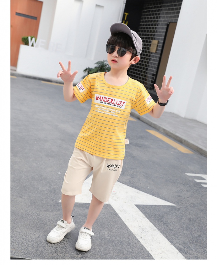 Western style baby boy short sleeve Casual child T-shirt 2pcs set
