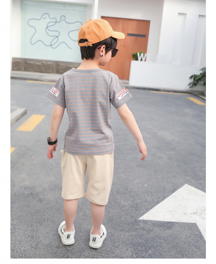 Western style baby boy short sleeve Casual child T-shirt 2pcs set