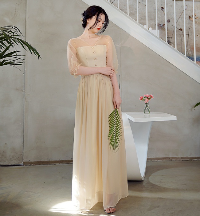Spring and summer bridesmaid dress slim long dress