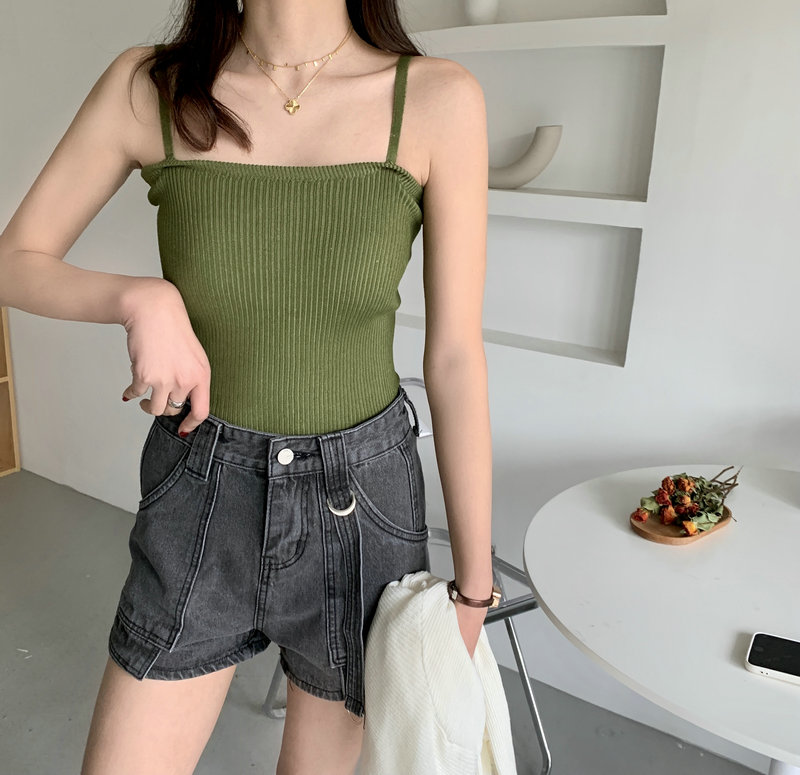 France style wears outside small sling knitted tops