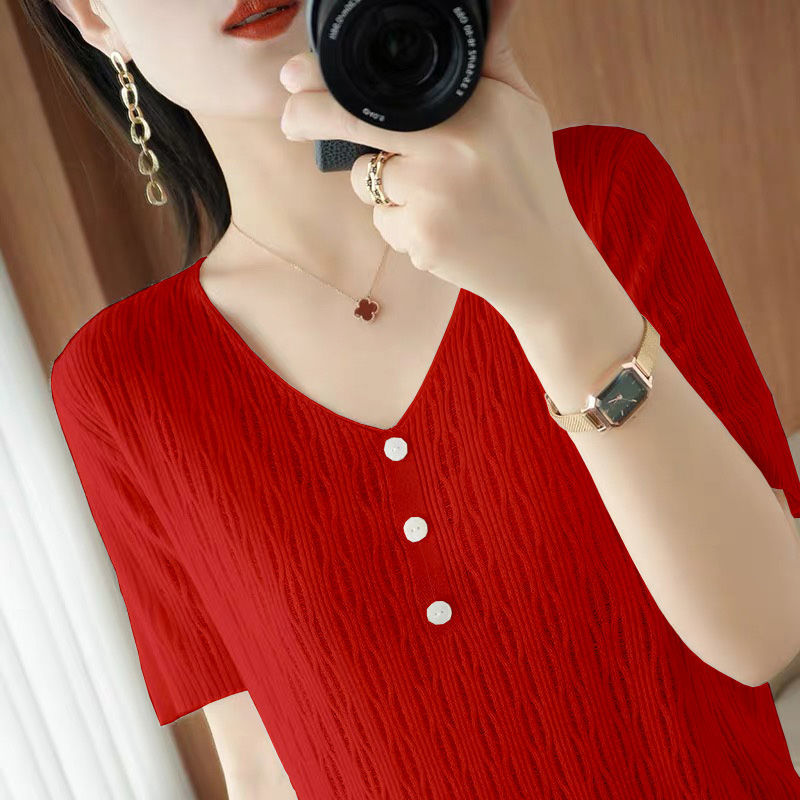 Ice silk loose tops Western style sweater for women