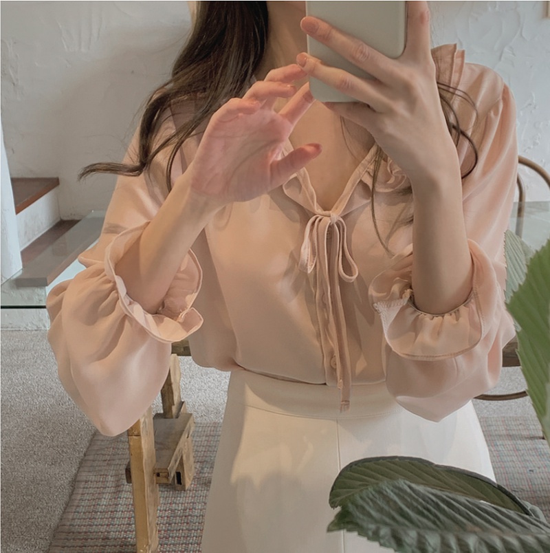 All-match chiffon Korean style long sleeve shirt