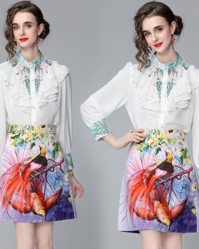 Western style skirt France style shirt 2pcs set for women