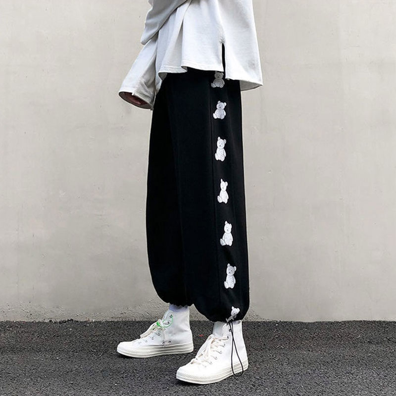 Printing college style summer loose thin sweatpants