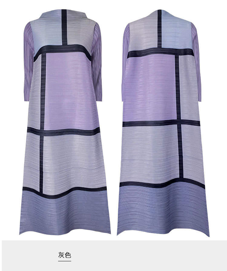 European style fold half high collar long sleeve large yard dress