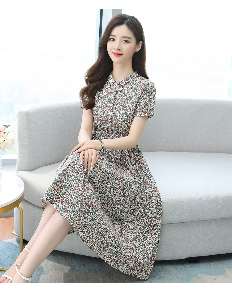 Summer Casual pinched waist printing dress