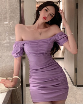 France style square collar puff sleeve retro sexy dress