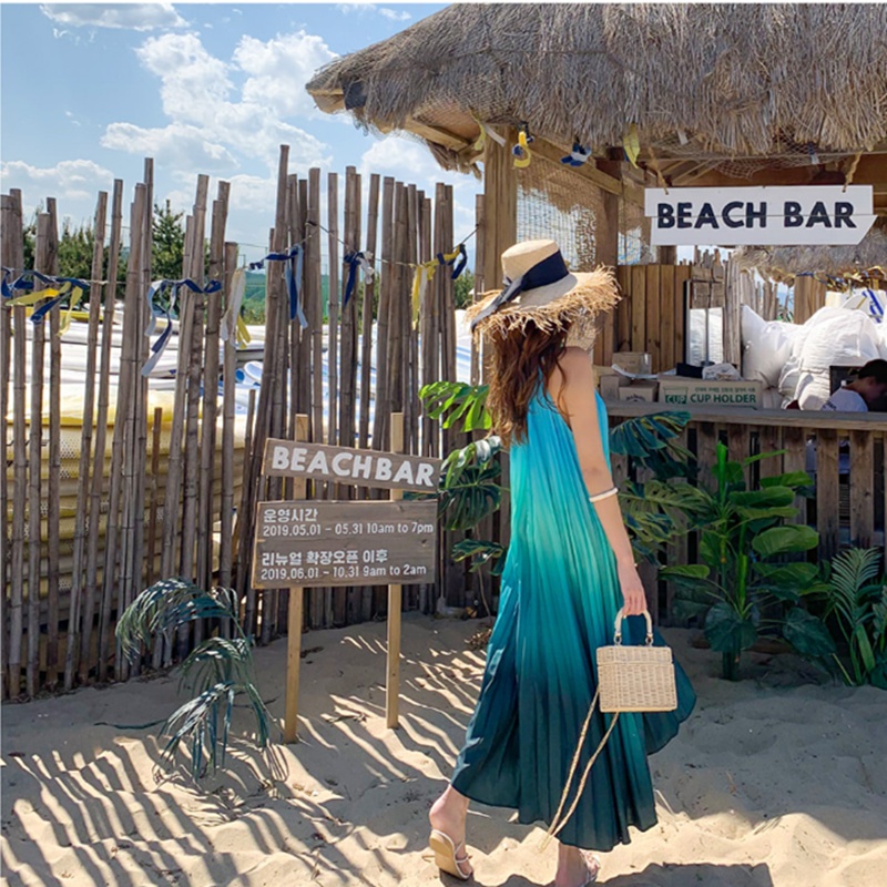 Strapless sandy beach dress vacation long dress for women
