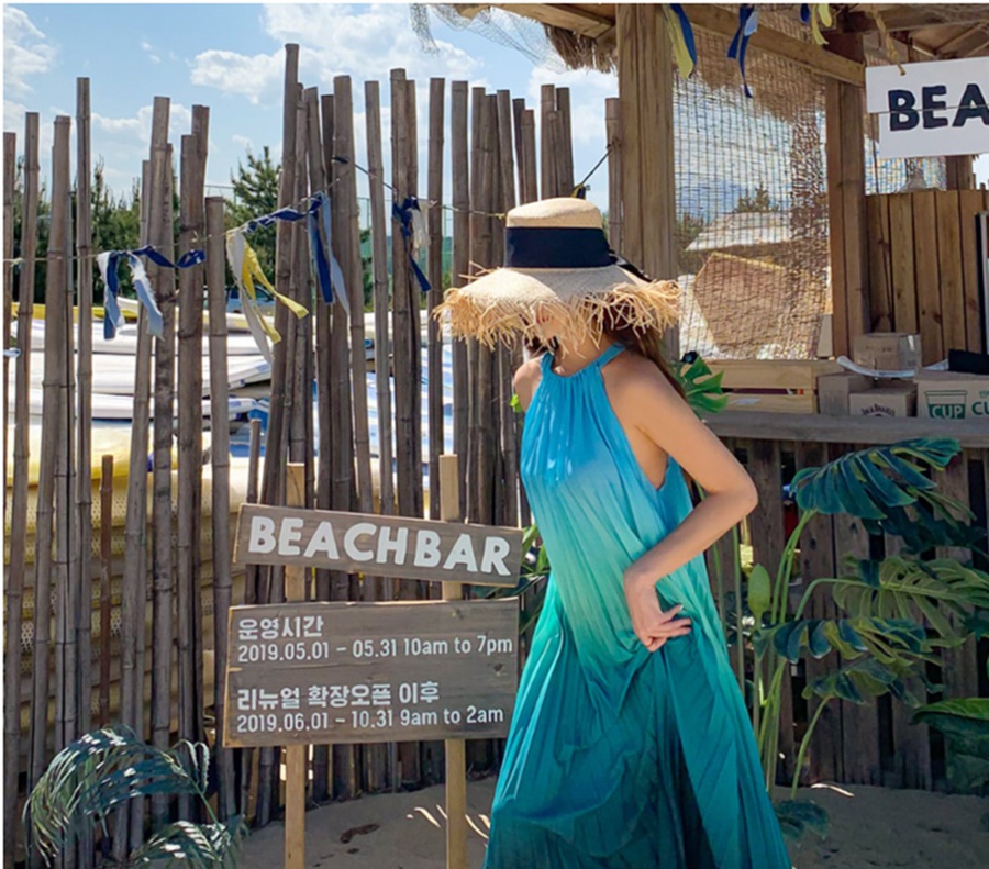 Strapless sandy beach dress vacation long dress for women