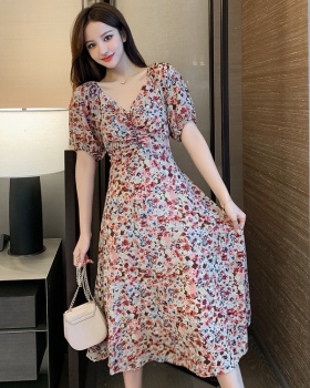 France style slim long dress floral dress
