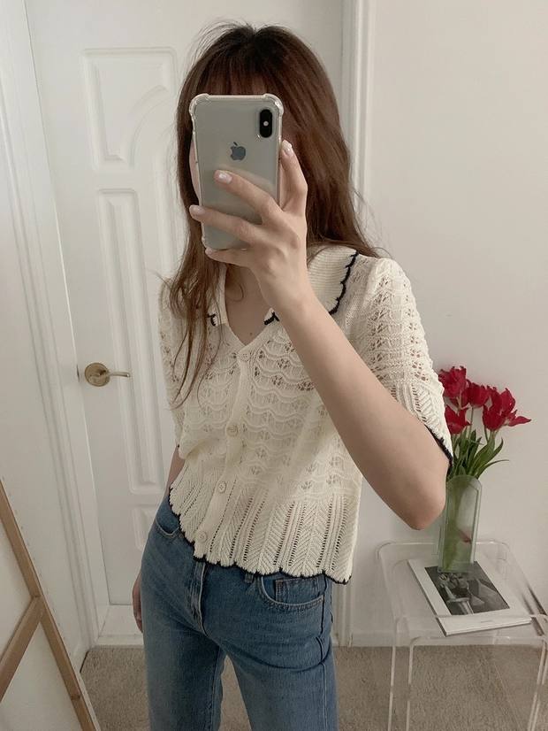 Retro spring and summer short sleeve sweater