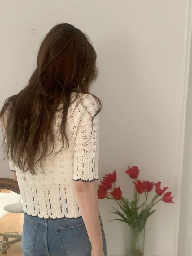 Retro spring and summer short sleeve sweater