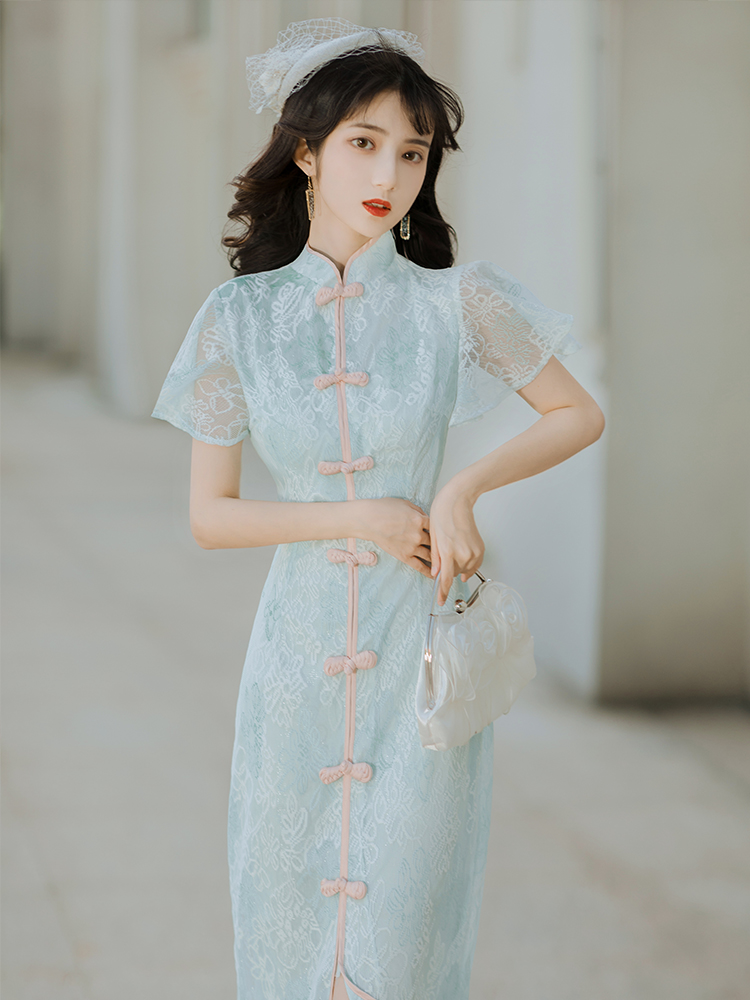 Retro colors cheongsam summer dress