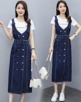 Korean style slim strap dress summer denim dress