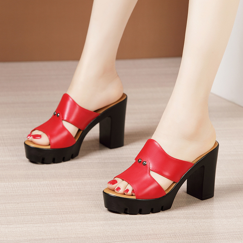 High-heeled fashion shoes all-match thick platform