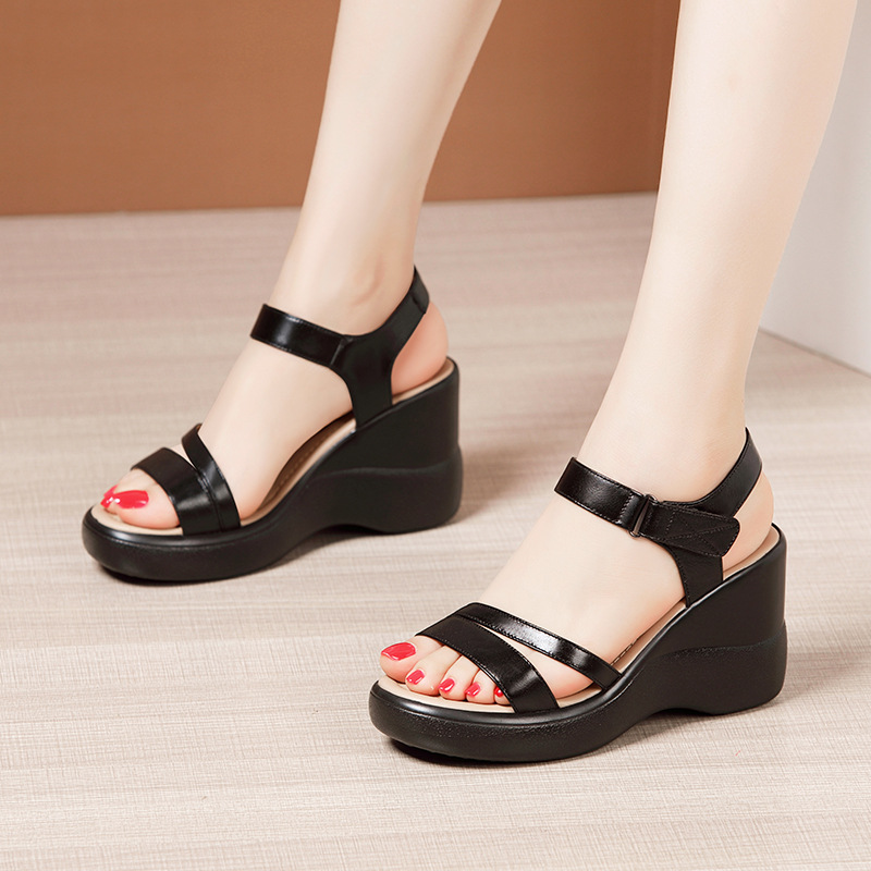 Slipsole thick crust velcro sandals for women