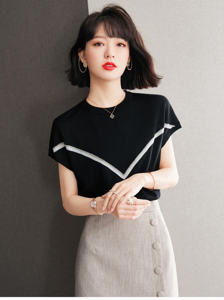 Bottoming short sleeve thin tops splice summer sweater