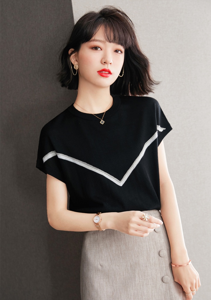 Bottoming short sleeve thin tops splice summer sweater